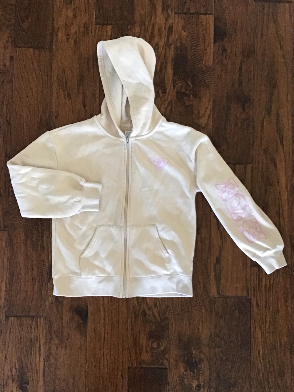 Roxy Zip-Up Hoodie with Pink Heart Detail